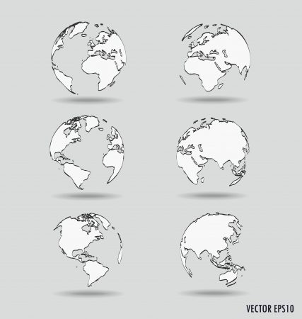 Set of Modern globe drawing concept. Vector illustration.のイラスト素材