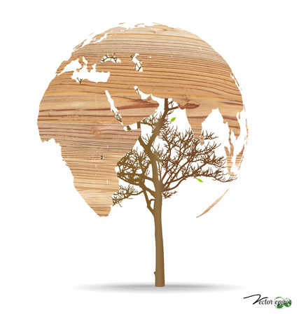 Tree shaped world map. Vector illustration.のイラスト素材