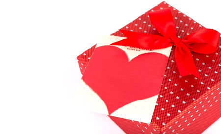 Red valentine gift box and tag