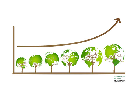 Green economy concept : Graph of growing sustainable environment with business. Vector illustration.のイラスト素材