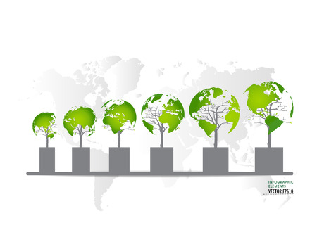 Green economy concept : Graph of growing sustainable environment with business. Vector illustration.のイラスト素材