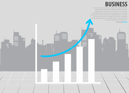 Growth chart with building background. Vector illustration.のイラスト素材