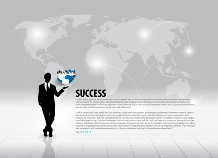 Businessman with Global on his hand concept for idea. Vector illustration.のイラスト素材