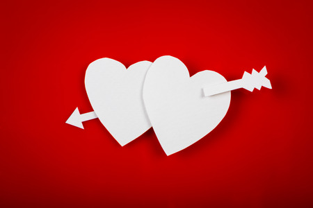Paper heart shape symbol for Valentines day with copy space for text or designの写真素材
