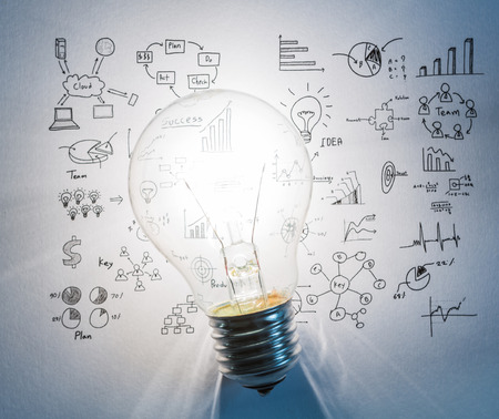 Light bulb with drawing graphの写真素材