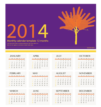 2014 year calendar, vector illustration.のイラスト素材