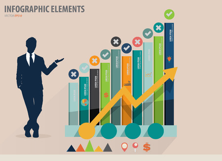 Infographic design template - modern design graph with infographics elements, can use for business concept, vector illustrationのイラスト素材