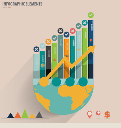 Infographic design template - modern design graph with infographics elements, can use for business concept, vector illustrationのイラスト素材