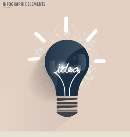 Creative idea in Light bulb as inspiration concept with drawing chart and graphs business strategy plan concept idea, vector illustrationのイラスト素材