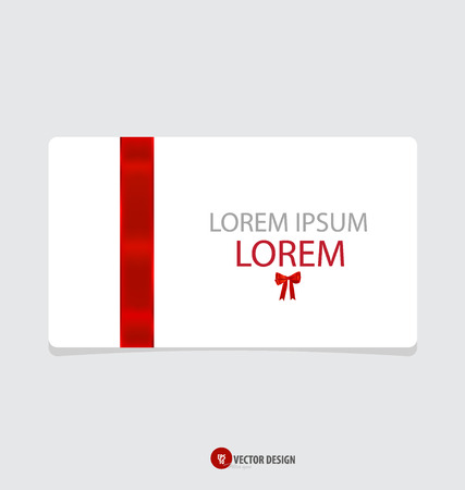 Cards with red gift bows and red ribbons. Vector illustration.のイラスト素材