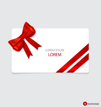 Cards with red gift bows and red ribbons. Vector illustration.のイラスト素材