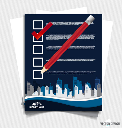 Note papers, A checklist with red marker and white checked boxes. Vector illustration.のイラスト素材