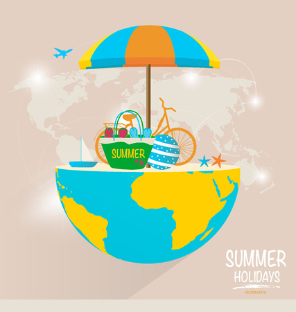 Summer holiday background. Vector illustration.のイラスト素材