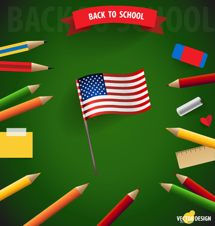 Welcome back to school with American Flagのイラスト素材