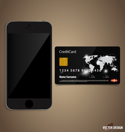 Touchscreen device with credit card. のイラスト素材