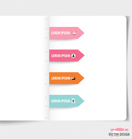 Modern Design template. Notebook with ribbons, infographics background. のイラスト素材