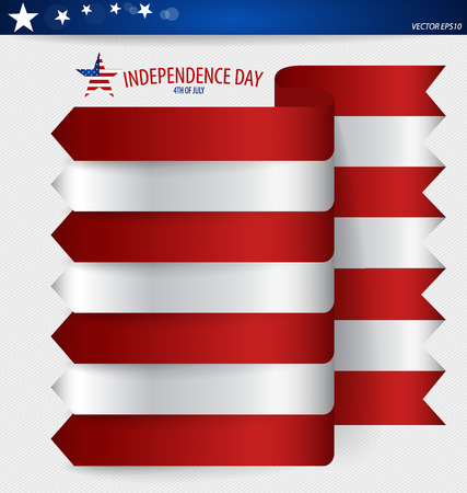 Happy independence day card United States of America. Ribbon design, vector illustration.のイラスト素材