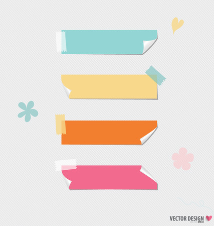 Cute note papers, ready for your message. Vector illustration.のイラスト素材
