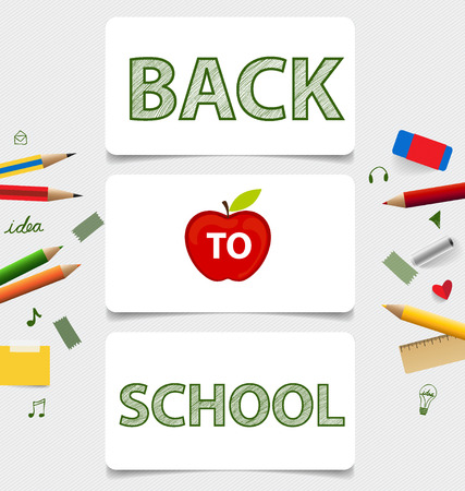 Cute note papers, welcome back to school. Vector illustration.のイラスト素材