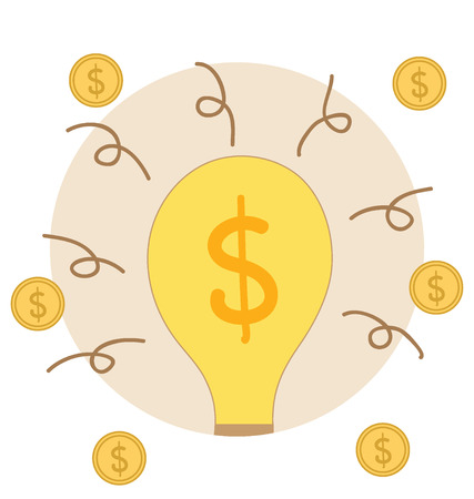 Light bulb with money coin. Modern Flat design vector illustration concept.のイラスト素材