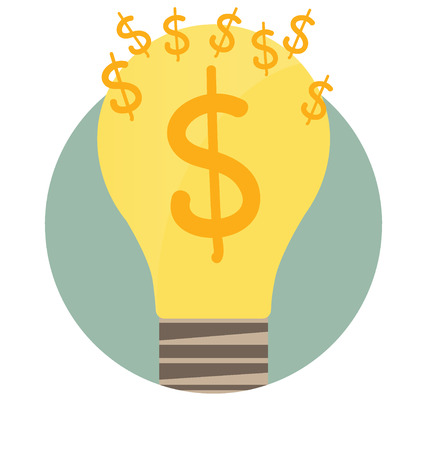 Light bulb with money coin. Modern Flat design vector illustration concept.のイラスト素材