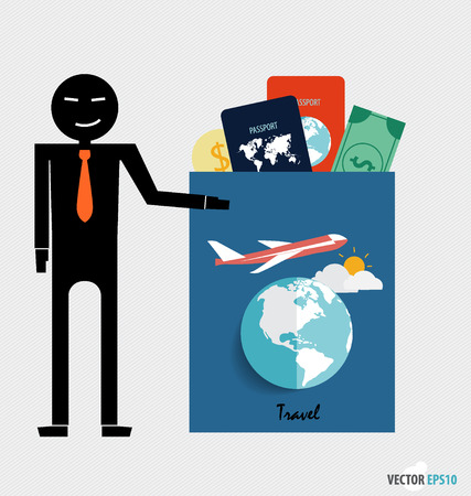 International passport and elements of travel. Business working elements for web design, seo optimizations, mobile applications, social networks. Modern Flat design vector illustration concept.のイラスト素材