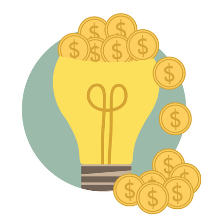 Light bulb with money coin. Modern Flat design vectorのイラスト素材