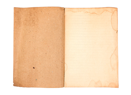 Open old book on white backgroundの写真素材