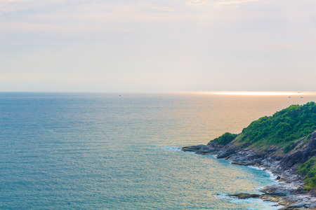 Island during sunsetの写真素材