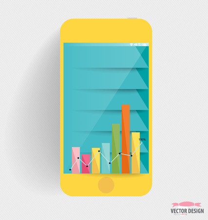 Infographic design template. Touchscreen device with colorful design graph, vector illustration.のイラスト素材