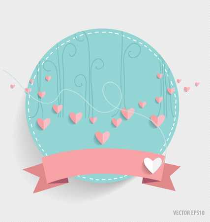 Cute card with ribbon and heart, vector illustration.のイラスト素材