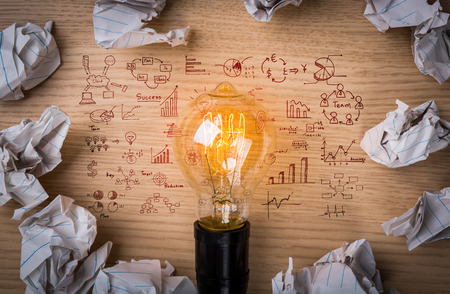 Light bulb with drawing graphの写真素材