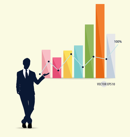 Businessman showing graph. Vector illustration.のイラスト素材