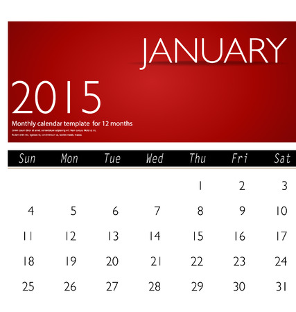Simple 2015 calendar, January. Vector illustration.のイラスト素材