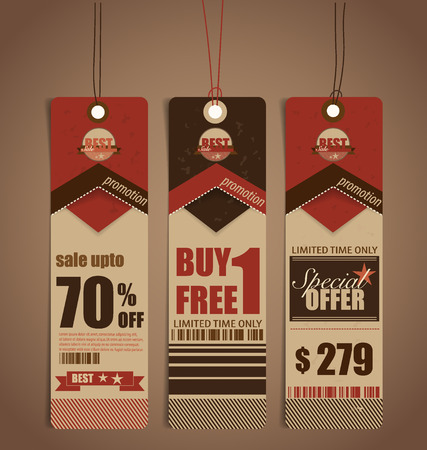 Price tag, sale coupon, voucher. Vintage Style template Design vector illustration.のイラスト素材