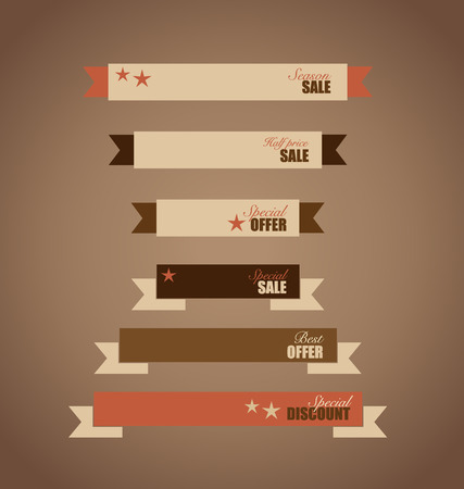 Price tag, ribbon, sale coupon, voucher. Vintage Style template Design vector illustration.のイラスト素材