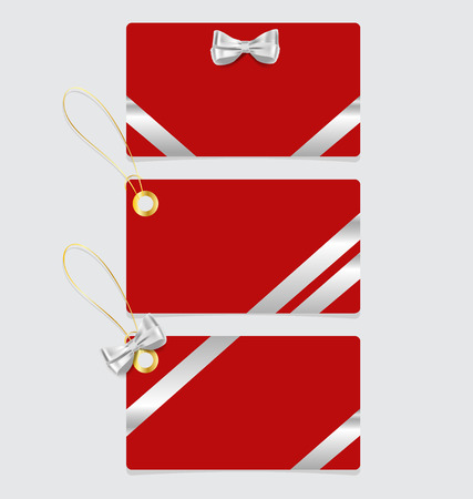Card note with gift bows and ribbons. Vector illustration.のイラスト素材
