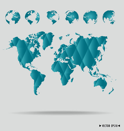 World map and earth globes. Vector illustration.のイラスト素材