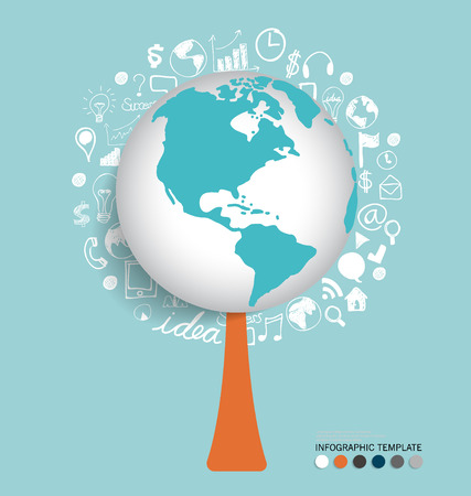 Modern globe with application icon, modern template design. のイラスト素材