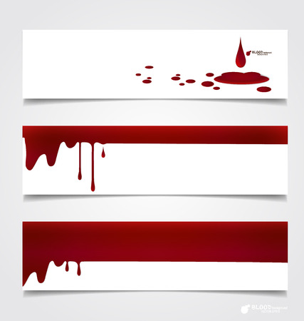 Happy Halloween design banners. Blood dripping on paper, blood background. のイラスト素材