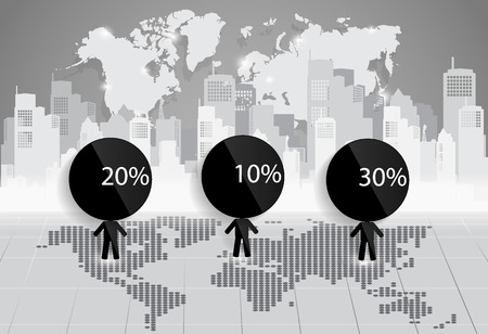 Businessman with building background. Vector illustration.のイラスト素材