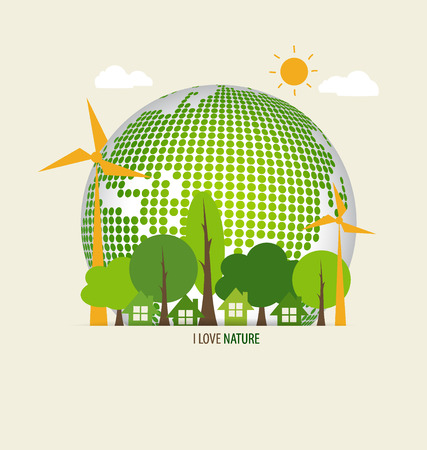 Green Eco Earth. Vector Illustration.のイラスト素材