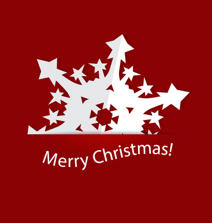 Christmas postcard with origami snowflake, vector illustration.のイラスト素材