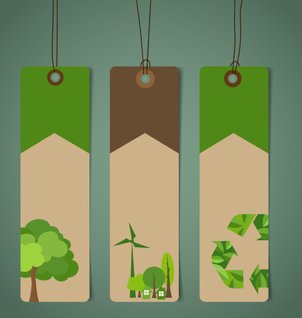 Nature banner, Eco organic labels and tags set. Vector illustration.のイラスト素材