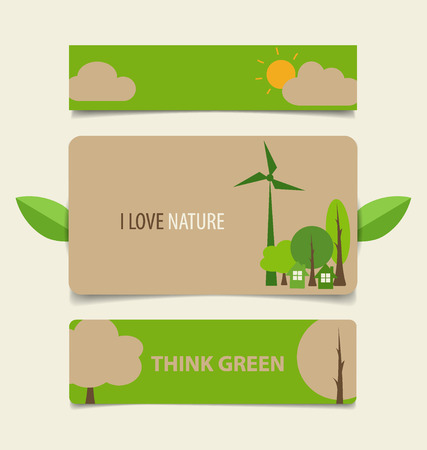 Nature banner, Eco organic labels and cards. Vector illustration.のイラスト素材