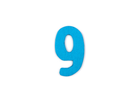 colorful wooden number on white background,9の写真素材