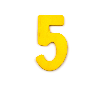 colorful wooden number on white backgroundの写真素材