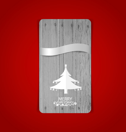 Christmas greeting card with Christmas tree, vector illustration.のイラスト素材