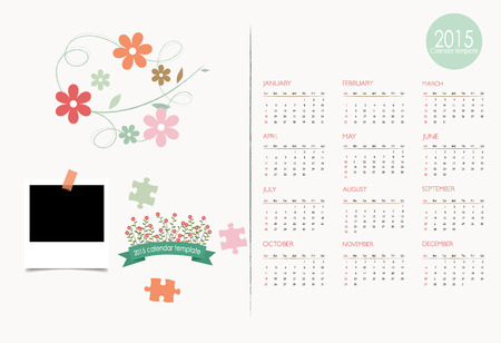 2015 calendar. Vector illustration.のイラスト素材