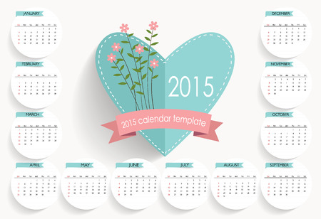 2015 calendar. Vector illustration.のイラスト素材